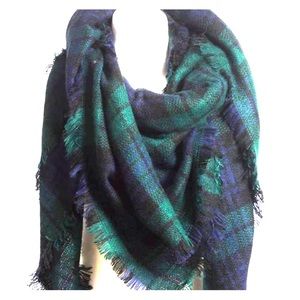 New flannel winter scarf - Blue/Green XL